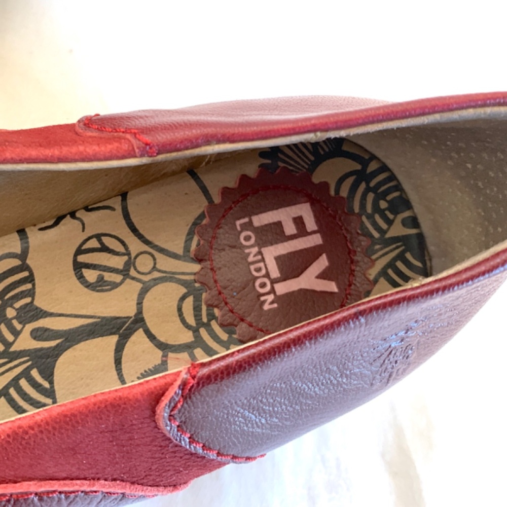 Fly London Burgundy Wedge Heels - Picture 10 of 13